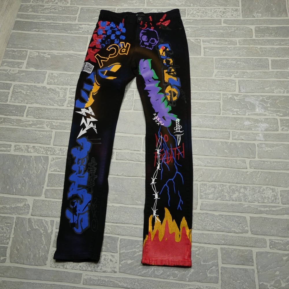 WAIMEA Pants Womens Size‎ 20 (30x31) Skinny Fit Graffiti Graphics Stretch Waist